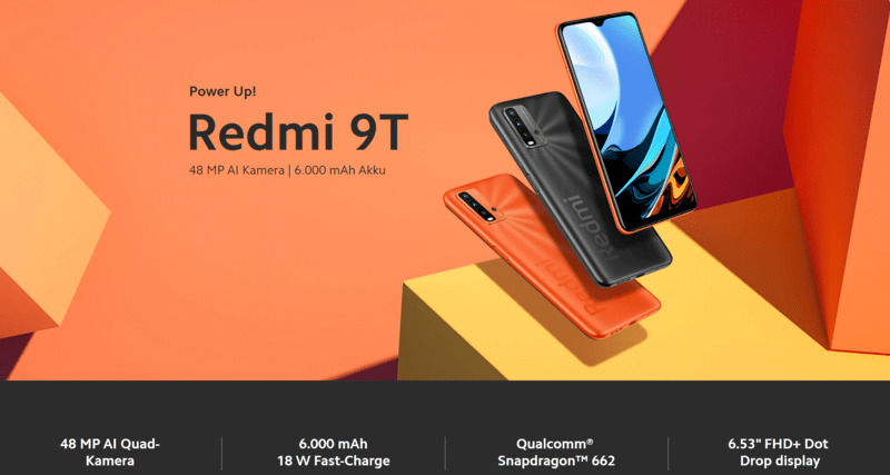 Redmi 9T 4GB+63GB 6000mAh Akku für nur 119,90€ inkl. Versand statt 160€ 