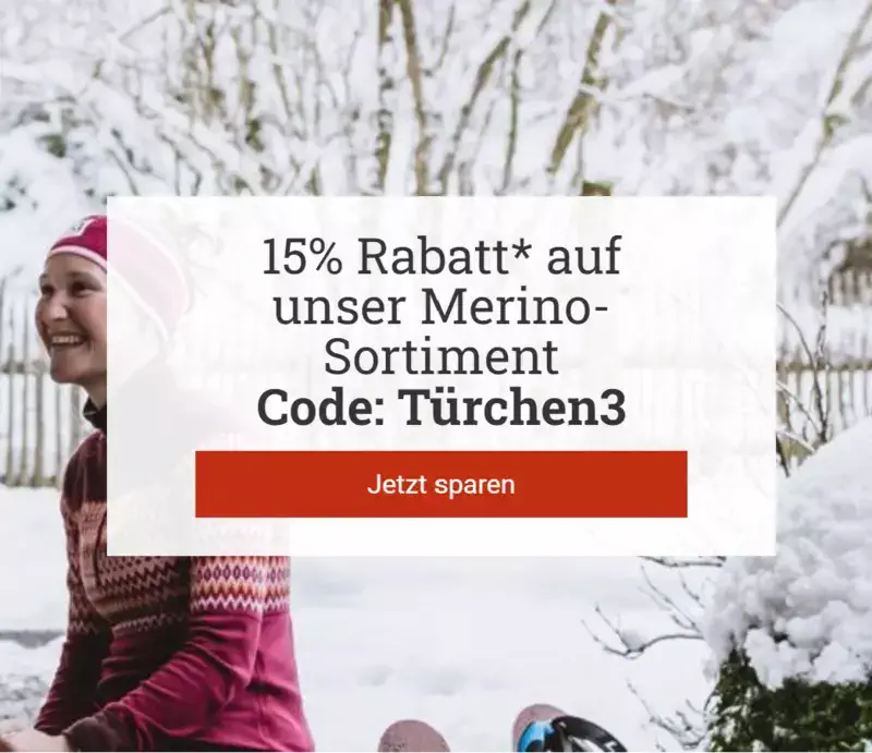 Bergzeit Adventskalender Tür 3 - 15% auf das Merino Sortiment