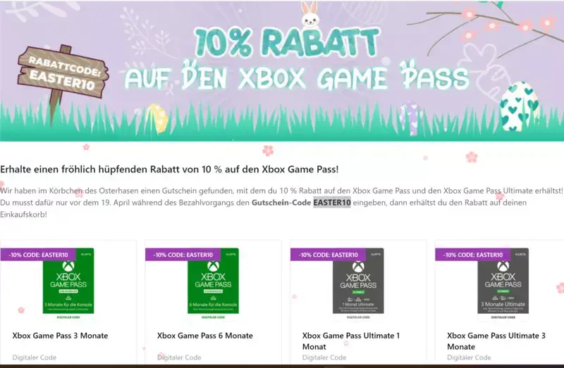 Xbox Game Pass 10% Rabatt