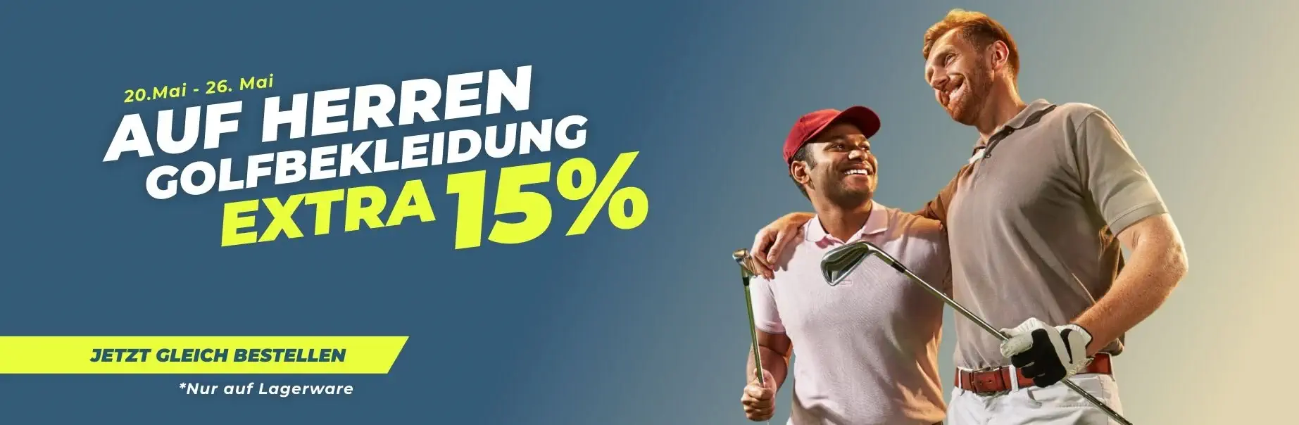 15% Rabatt auf Golfbekleidung für Herren bei Golfshop