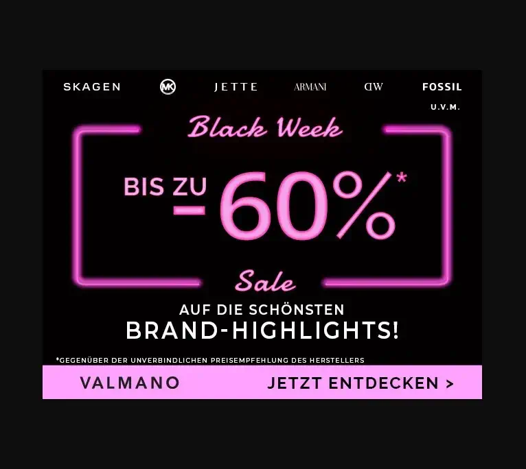 Valmano Black Friday 2022 - bis zu 60% Rabatt 