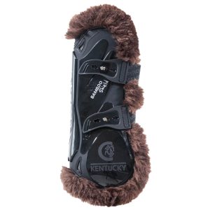 Kentucky Horsewear Gamaschen Bamboo Elastik Kunstfell Schwarz/Braun L | kavalio - für mich und mein Pferd