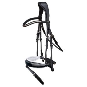 Schockemöhle Sports Anatomische Trense Malibu Trensenzaum Black / Patent / White / Silver WB XL | kavalio - für mich und mein Pferd