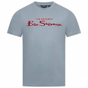 BEN SHERMAN Flocked Logo Herren T-Shirt 0076268-PETROL