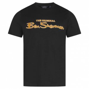 BEN SHERMAN Flocked Logo Herren T-Shirt 0076268N-BLACK