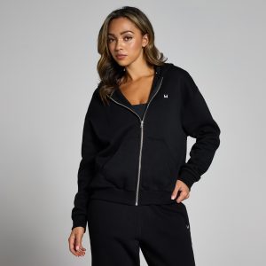 MP Damen Basics Kapuzenpulli mit durchgehendem Reißverschluss — Schwarz - XXS