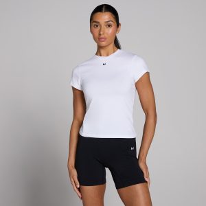 MP Damen Basics Körperbetontes Kurzarm-T-Shirt – Weiß - S