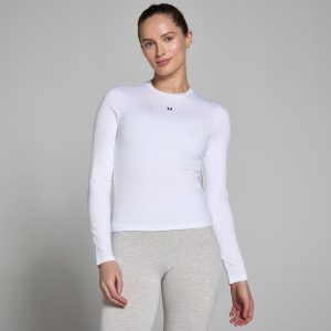 MP Damen Basics Körperbetontes Langarm-T-Shirt – Weiß - S