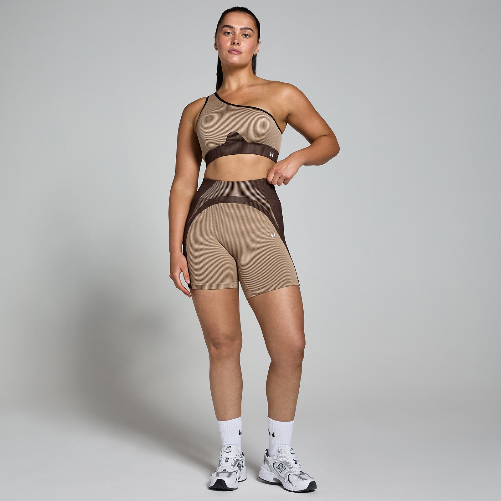 MP Damen Contrast Rib Nahtloser Sport-BH – Kaschmir/Espresso - XL – Bild 3