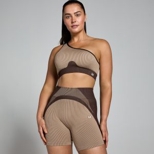 MP Damen Contrast Rib Nahtloser Sport-BH – Kaschmir/Espresso - L