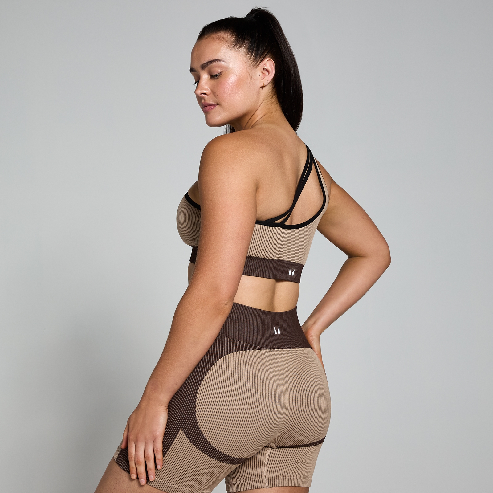 MP Damen Contrast Rib Nahtloser Sport-BH – Kaschmir/Espresso - XL – Bild 2