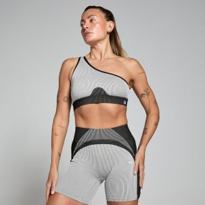 MP Damen Contrast Rib Nahtloser Sport-BH – Schwarz/Grau - L