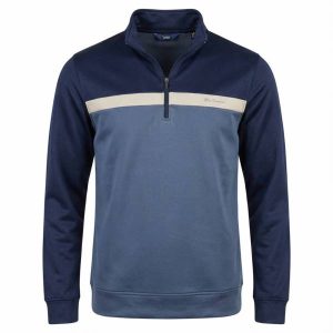 Ben Sherman Blue Two Tone Zip Herren Sweatshirt 1981080945