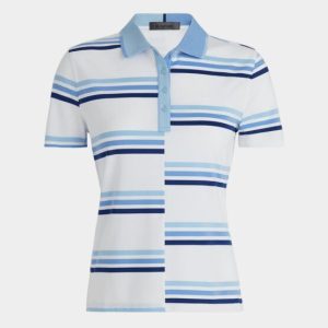 G/Fore OFFSET GRADIENT STRIPE RIB COLLAR TECH JERSEY Halbarm Polo hellblau