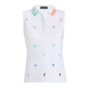 G/Fore EMBROIDERED ohne Arm Polo weiß