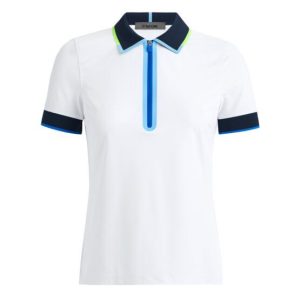 G/Fore CONTRAST QUARTER ZIP TECH PIQUÉ Halbarm Polo weiß