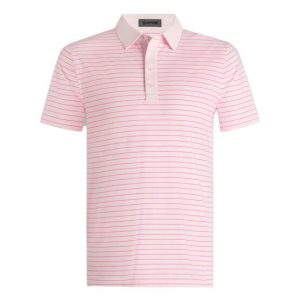 G/Fore FEEDER STRIPE TECH JERSEY Halbarm Polo rosa