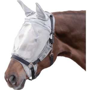 Waldhausen Fliegenmaske Premium mit Ohrenschutz Halfterbefestigung Silbergrau Pony | kavalio - für mich und mein Pferd