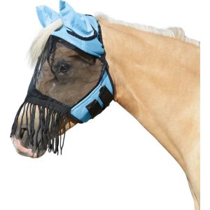 BUSSE Fliegenmaske Fly Cover Fransen Gap II Fliegenhaube Hellblau/Schwarz P | kavalio - für mich und mein Pferd