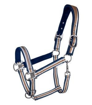 Waldhausen Halfter Athletic Nylonhalfter Cappuccino/Nachtblau Pony | kavalio - für mich und mein Pferd