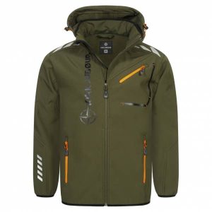 KIRKJUBØUR® "Alvik" Herren SOFTSHELLjacke 10.000 mm Wassersäule khaki/orange