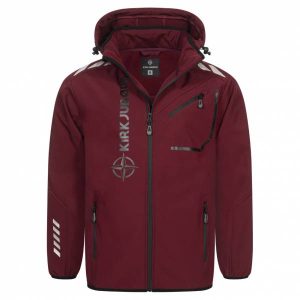 KIRKJUBØUR® "Alvik" Herren SOFTSHELLjacke 10.000 mm Wassersäule dunkelrot/schwarz