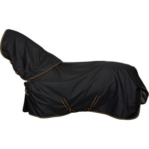 Bucas Outdoordecke 50g mit Halsteil Irish Turnout Light Regendecke Black/Gold 115 | kavalio - für mich und mein Pferd