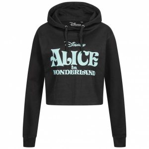 Alice in Wonderland Cropped Damen Kapuzen Sweatshirt POLHC268BLK