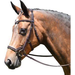 BUSSE Trense Feeling Trensenzaum Ledertrense mit Zügel Braun (Strass-Silber) | kavalio - für mich und mein Pferd