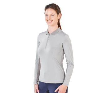 BUSSE Poloshirt Damen Langarm Erin Tech FS 2022 Grau M | kavalio - für mich und mein Pferd