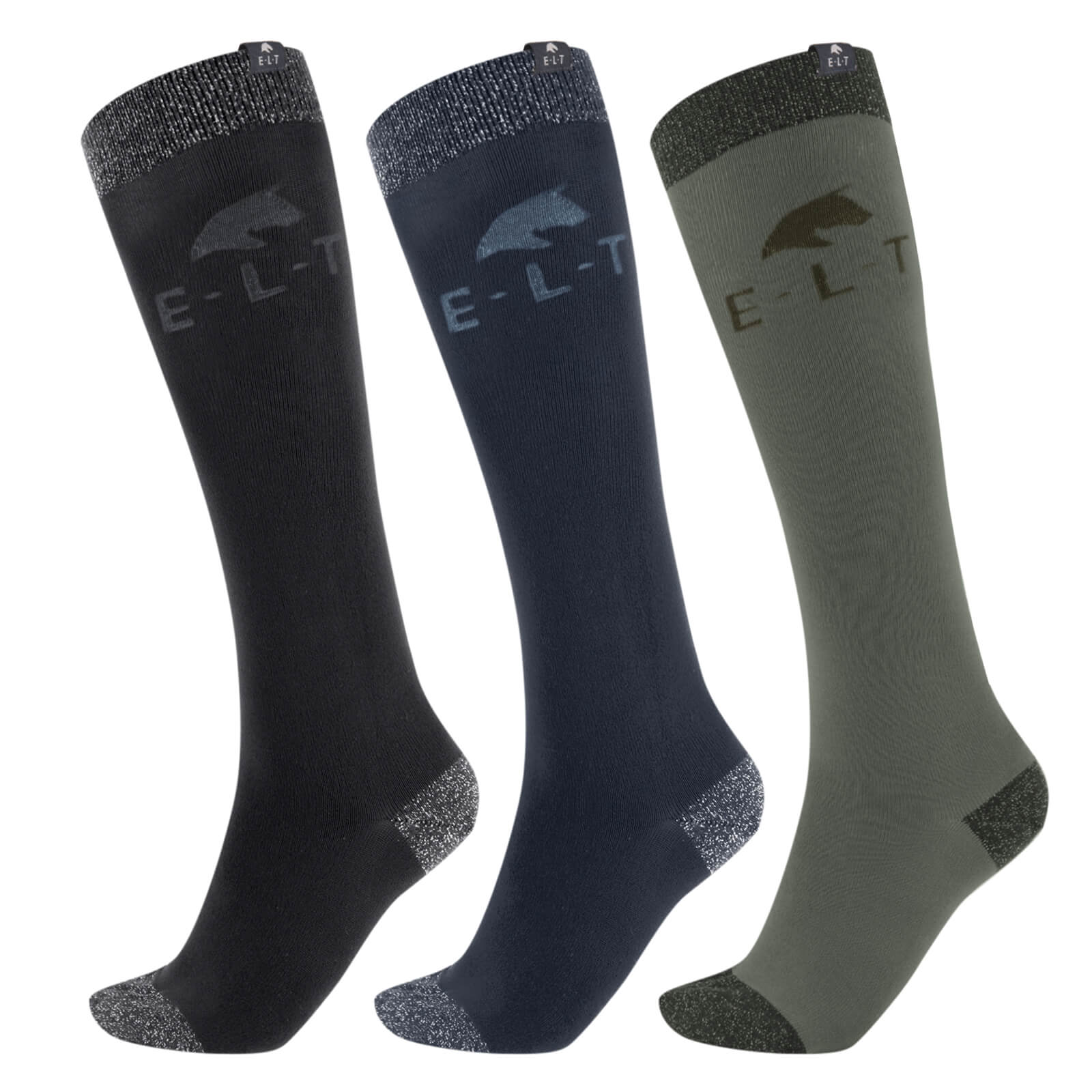 E.L.T Reitsocken Glorious Schwarz/Nachtblau/Khaki L | kavalio - für mich und mein Pferd