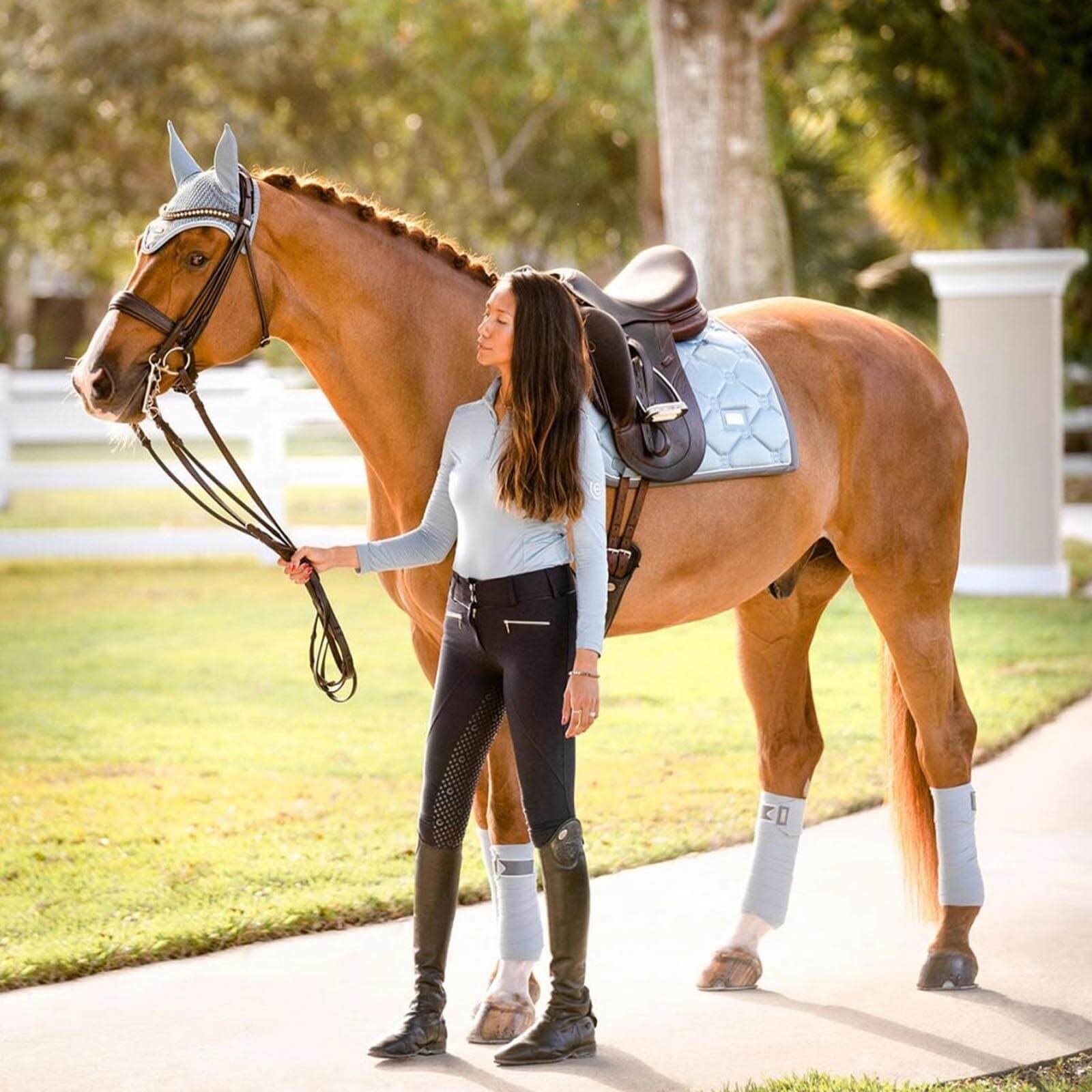 Equestrian Stockholm Dressurschabracke Steel Blue FS 2022 Sattelunterlage Steel Blue Full | kavalio - für mich und mein Pferd – Bild 2