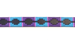 Euroriding Halsband Leder Polo Style Lila/ Türkis/ Pink XS (2 cm/ 35