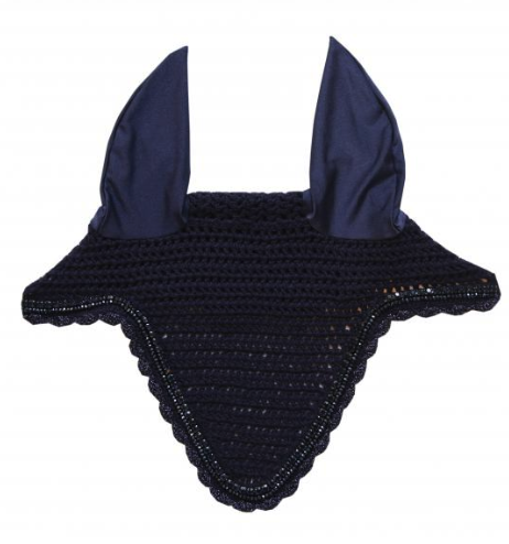 Kentucky Horsewear Fliegenmütze Lang Stone & Pearl Soundless Fliegenhaube Dunkelblau | kavalio - für mich und mein Pferd