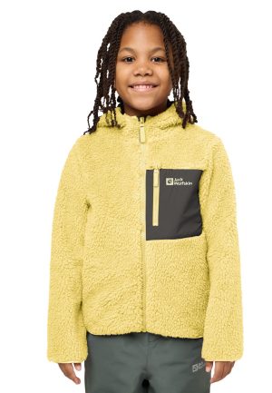 Jack Wolfskin Jack Wolfskin Ice Curl Hood Jacket Kids Fleecejacke mit Kapuze Kinder 152 yellow lemon ice – lemon ice 152