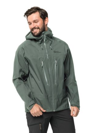 Jack Wolfskin Jack Wolfskin Kammweg 3L Jacket Men Hardshell Trekking-Regenjacke Herren XL green Hedge Green – Hedge Green XL