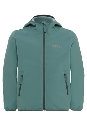 Jack Wolfskin Jack Wolfskin Fourwinds Jacket Kids Softshelljacke mit Kapuze Kinder 92 green Jade Green – Jade Green 92