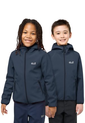 Jack Wolfskin Jack Wolfskin Fourwinds Jacket Kids Softshelljacke mit Kapuze Kinder 92 blue midnight sky – midnight sky 92