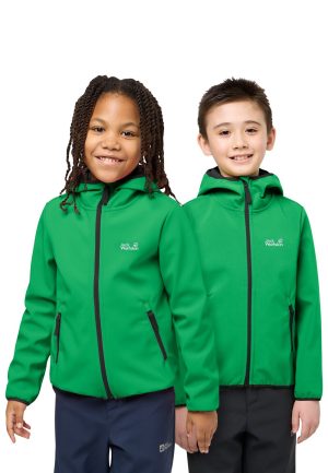Jack Wolfskin Jack Wolfskin Fourwinds Jacket Kids Softshelljacke mit Kapuze Kinder 176 green mystic green – mystic green 176