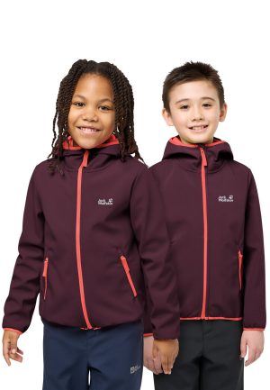 Jack Wolfskin Jack Wolfskin Fourwinds Jacket Kids Softshelljacke mit Kapuze Kinder 92 purple amaranth – amaranth 92