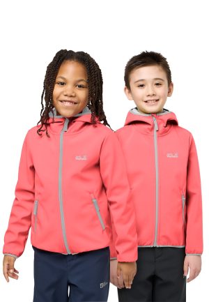 Jack Wolfskin Jack Wolfskin Fourwinds Jacket Kids Softshelljacke mit Kapuze Kinder 164 multi color sunset coral/ sunset coral – sunset coral/ sunset coral 164