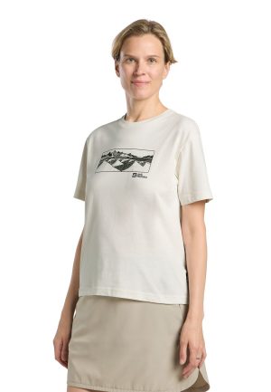 Jack Wolfskin Jack Wolfskin Cordillera T-Shirt Women T-Shirt aus Bio-Baumwolle XS multi color MOUNTAIN cotton white – MOUNTAIN cotton white XS