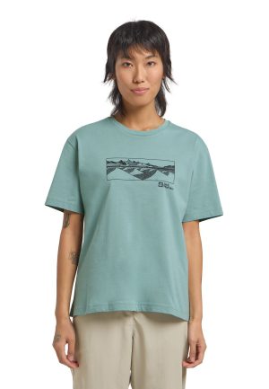 Jack Wolfskin Jack Wolfskin Cordillera T-Shirt Women T-Shirt aus Bio-Baumwolle M multi color MOUNTAIN soft jade – MOUNTAIN soft jade M