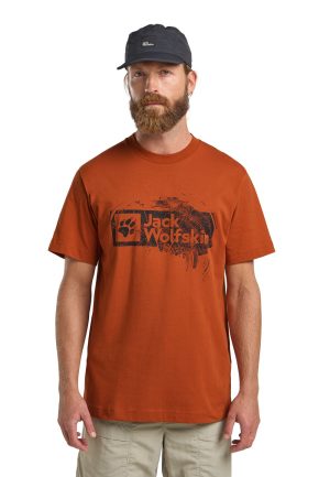 Jack Wolfskin Jack Wolfskin Brand T-Shirt Men T-Shirt aus Bio-Baumwolle Herren S brown burnt orange – burnt orange S