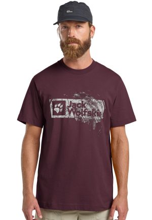 Jack Wolfskin Jack Wolfskin Brand T-Shirt Men T-Shirt aus Bio-Baumwolle Herren L multi color WOOD Amaranth – WOOD Amaranth L