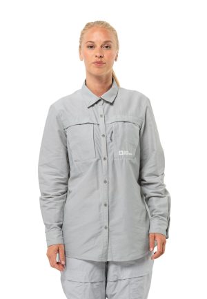 Jack Wolfskin Jack Wolfskin Barrier LS Shirt Women Bluse mit Mücken- und Sonnenschutz Damen XL grey Cool Grey – Cool Grey XL