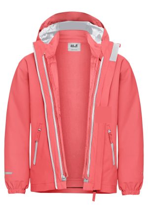 Jack Wolfskin Jack Wolfskin Hybrid 3in1 Jacket Kids Wasserdichte 3-in-1 Jacke Kinder 104 red sunset coral – sunset coral 104