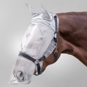 Waldhausen Fliegenmaske Premium mit Ohren- und Nasenschutz Halfterbefestigung Silbergrau WB | kavalio - für mich und mein Pferd